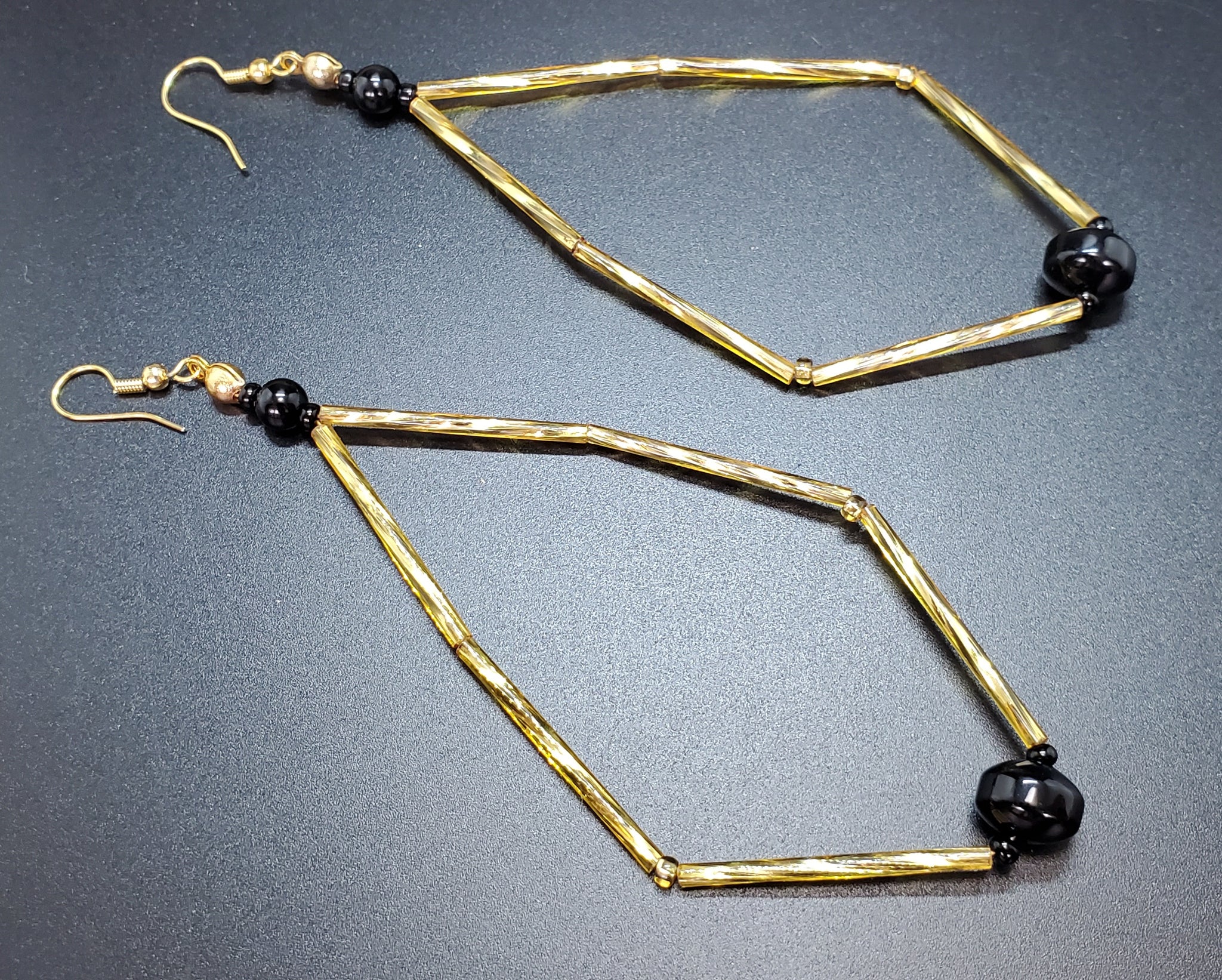 Gold & Black Inv-kite Earrings