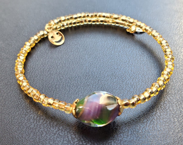 Purple, Green, Gold Skinny Bangle/Bracelet