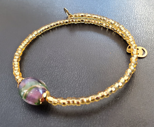 Purple, Green, Gold Skinny Bangle/Bracelet