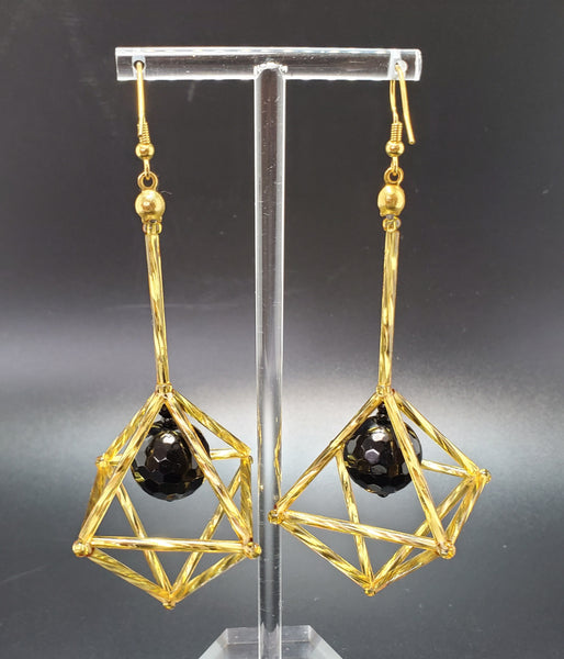 Gold & Black Octa Earrings