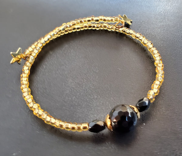 Black, Gold Skinny Bangle/Bracelet