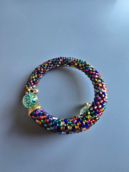 Beaded Crochet Bangle - Multi
