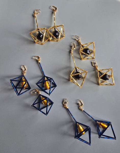Gold & Black Octa Earrings - short